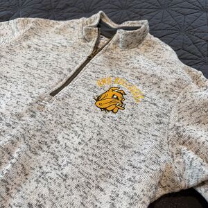 Mens S Champion University of MN Duluth 1/4 Zip Fleece Sweatshirt Light Gray